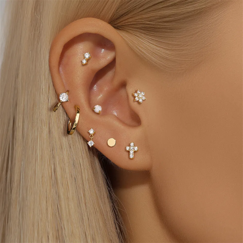 14k Gold Simple Round Pie Gold Flat Back Earrings