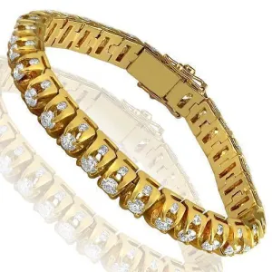 14K Yellow Solid Gold Mens Diamond Customized Tennis Bracelet With Side Stones 15.00 Ctw