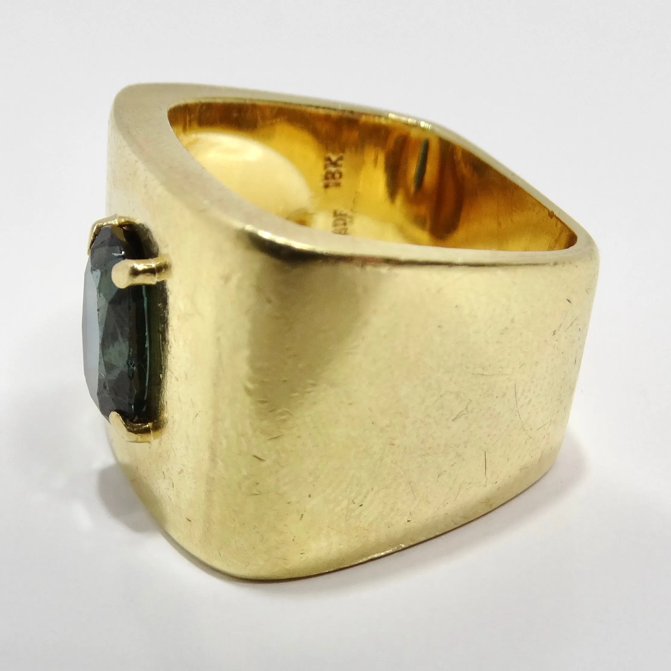 18K Solid Gold Blue Sapphire Cocktail Ring
