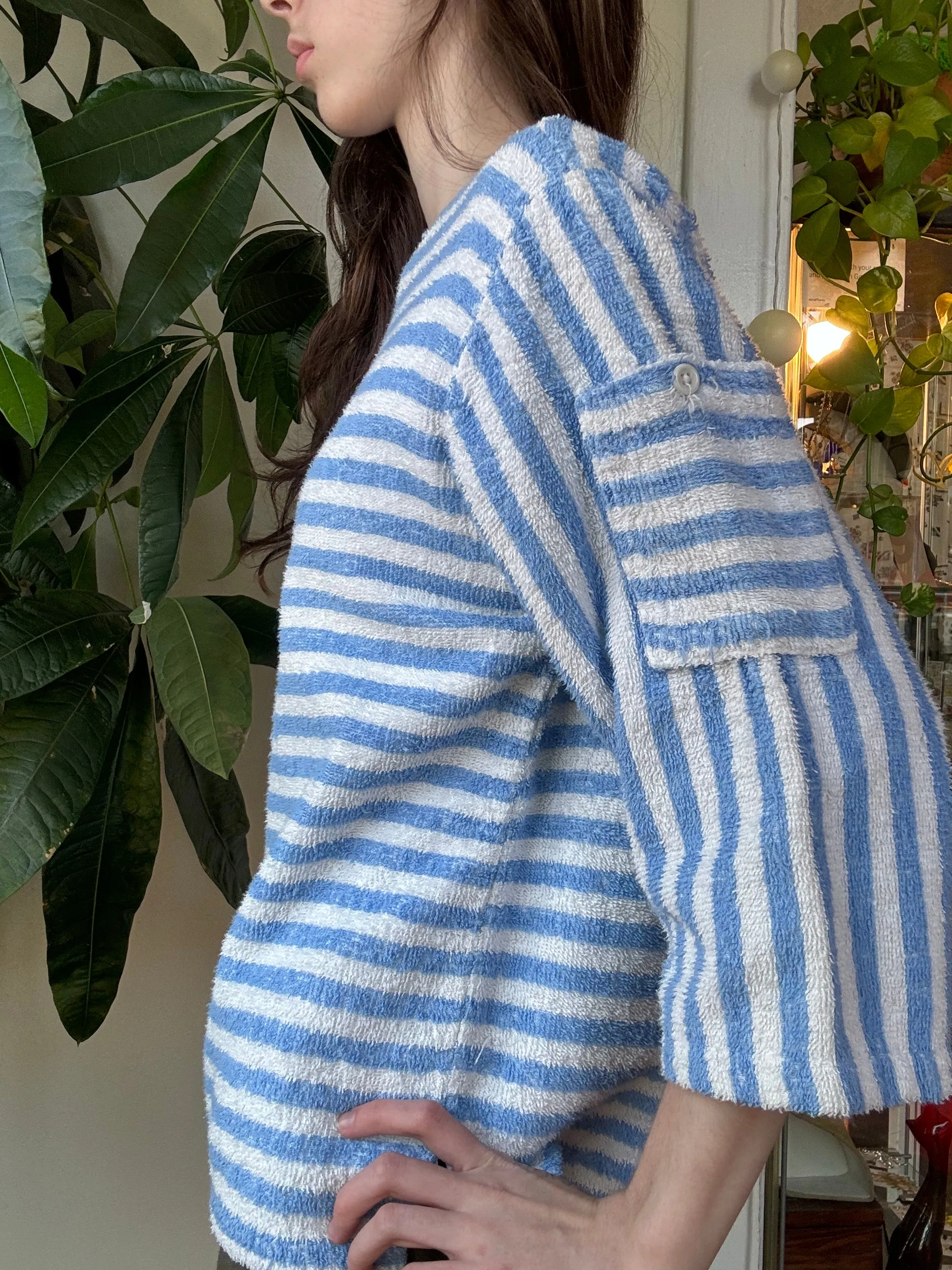 1960s/70s boat neck terry cloth top w/ arm pocket