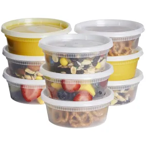 [48 Sets - 8 oz.] Plastic Deli Food Storage Containers with Airtight Lids