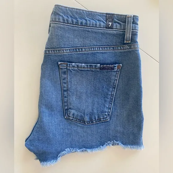 7 FOR ALL MANKIND Desert Oasis Denim Womens High Rise Cut Off Frayed Edges Short