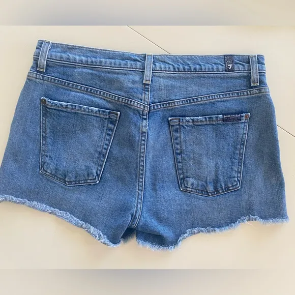 7 FOR ALL MANKIND Desert Oasis Denim Womens High Rise Cut Off Frayed Edges Short