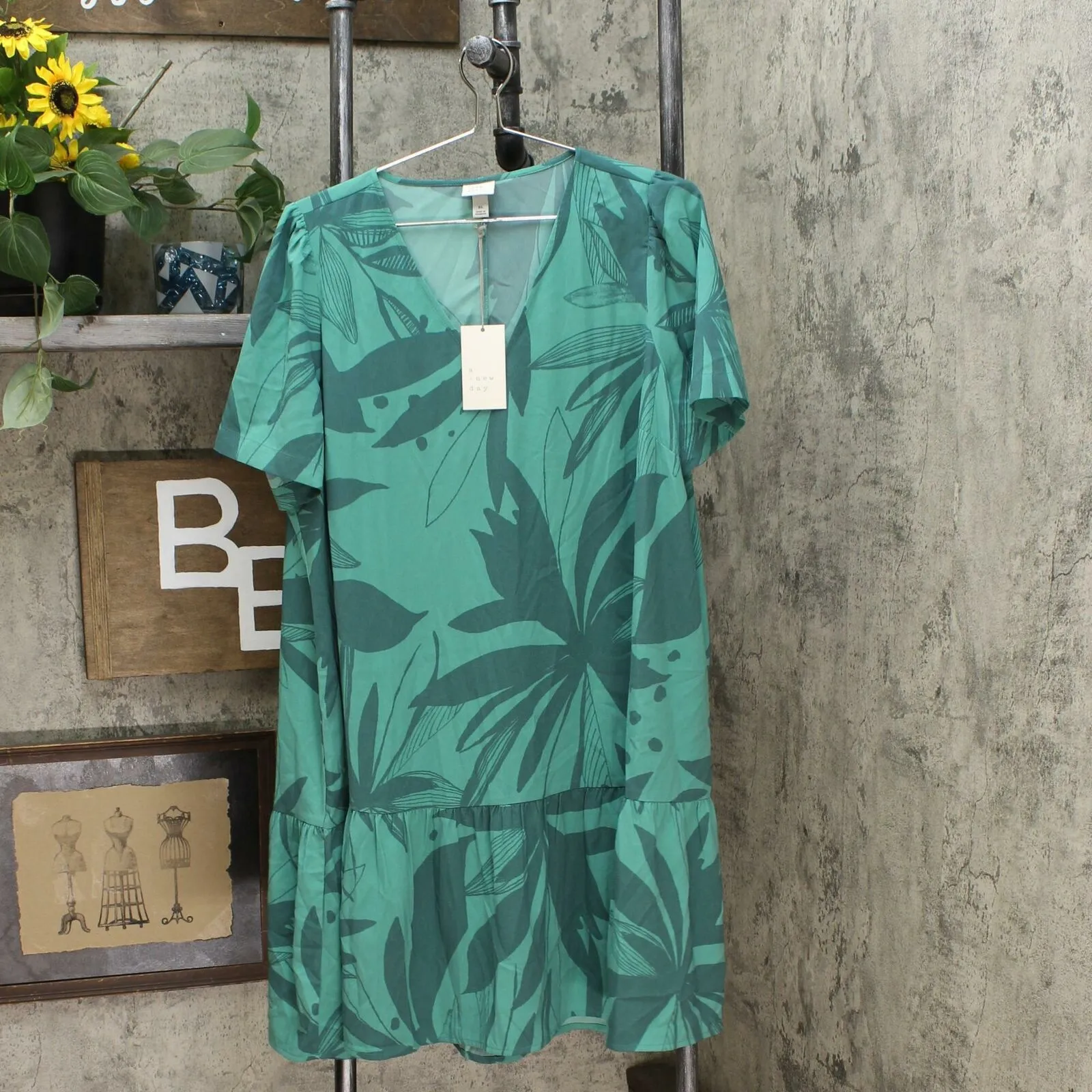 A New Day Women's Short Sleeve Mini Ruffle Hem Dress