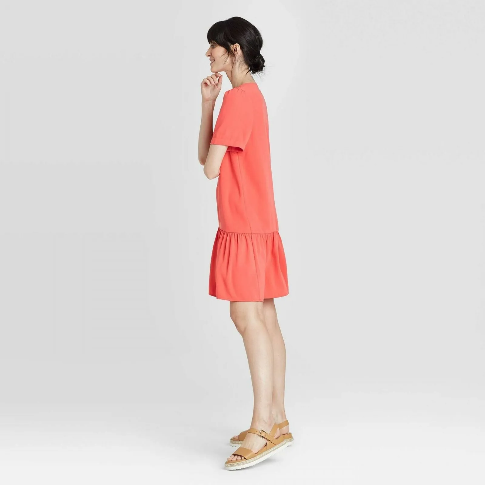A New Day Women's Short Sleeve Mini Ruffle Hem Dress