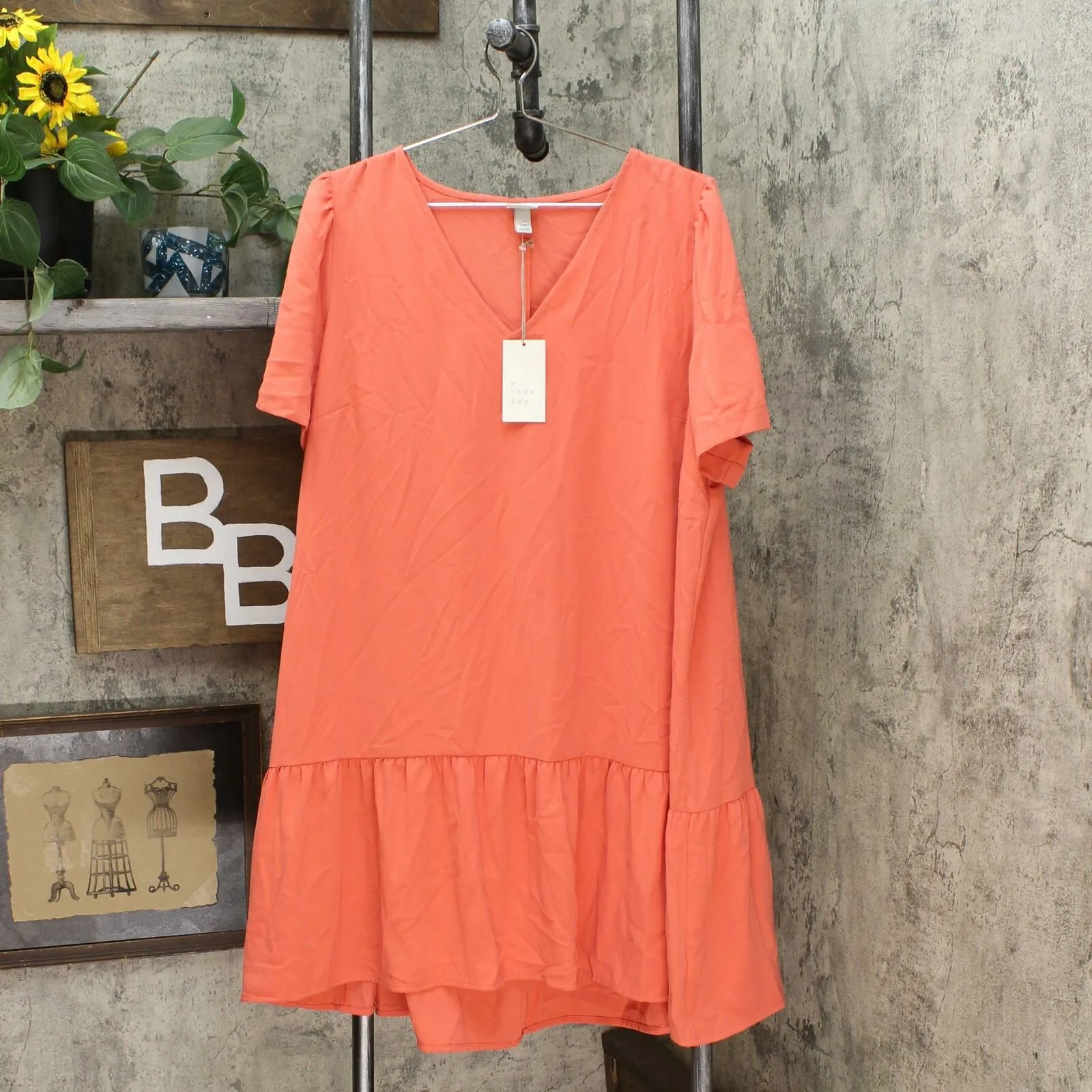 A New Day Women's Short Sleeve Mini Ruffle Hem Dress