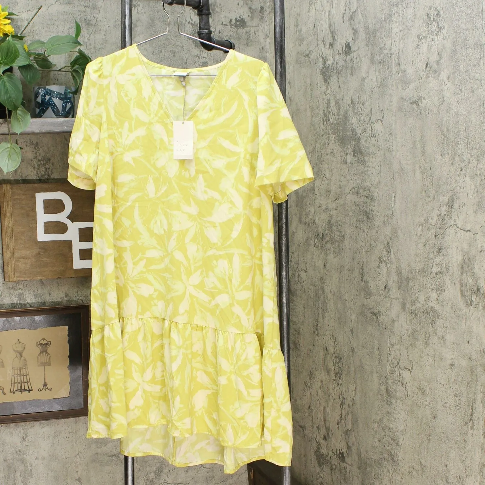 A New Day Women's Short Sleeve Mini Ruffle Hem Dress