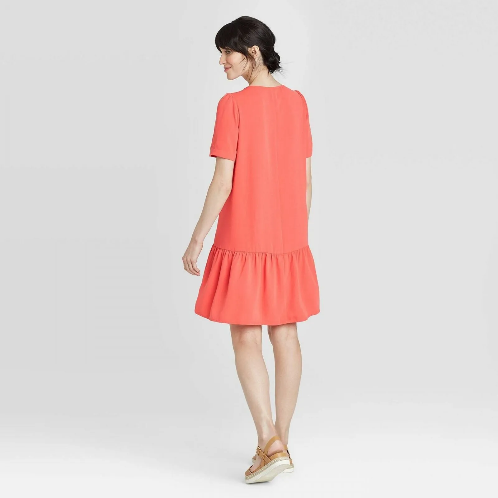 A New Day Women's Short Sleeve Mini Ruffle Hem Dress