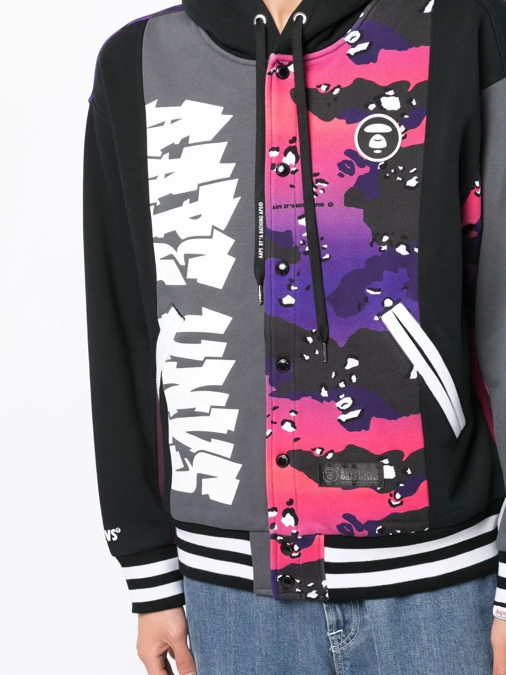 AAPE BY *A BATHING APE® abstract-print panelled hoodie