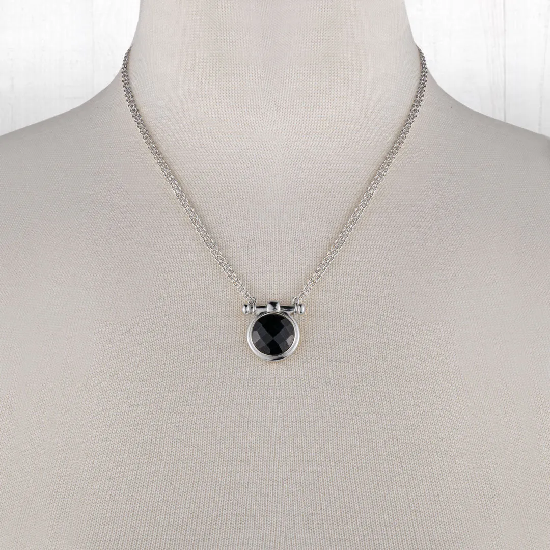Adele Equestrian Horse Bit Necklace Black Onyx & Sterling Silver