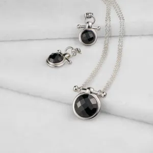 Adele Equestrian Horse Bit Necklace Black Onyx & Sterling Silver