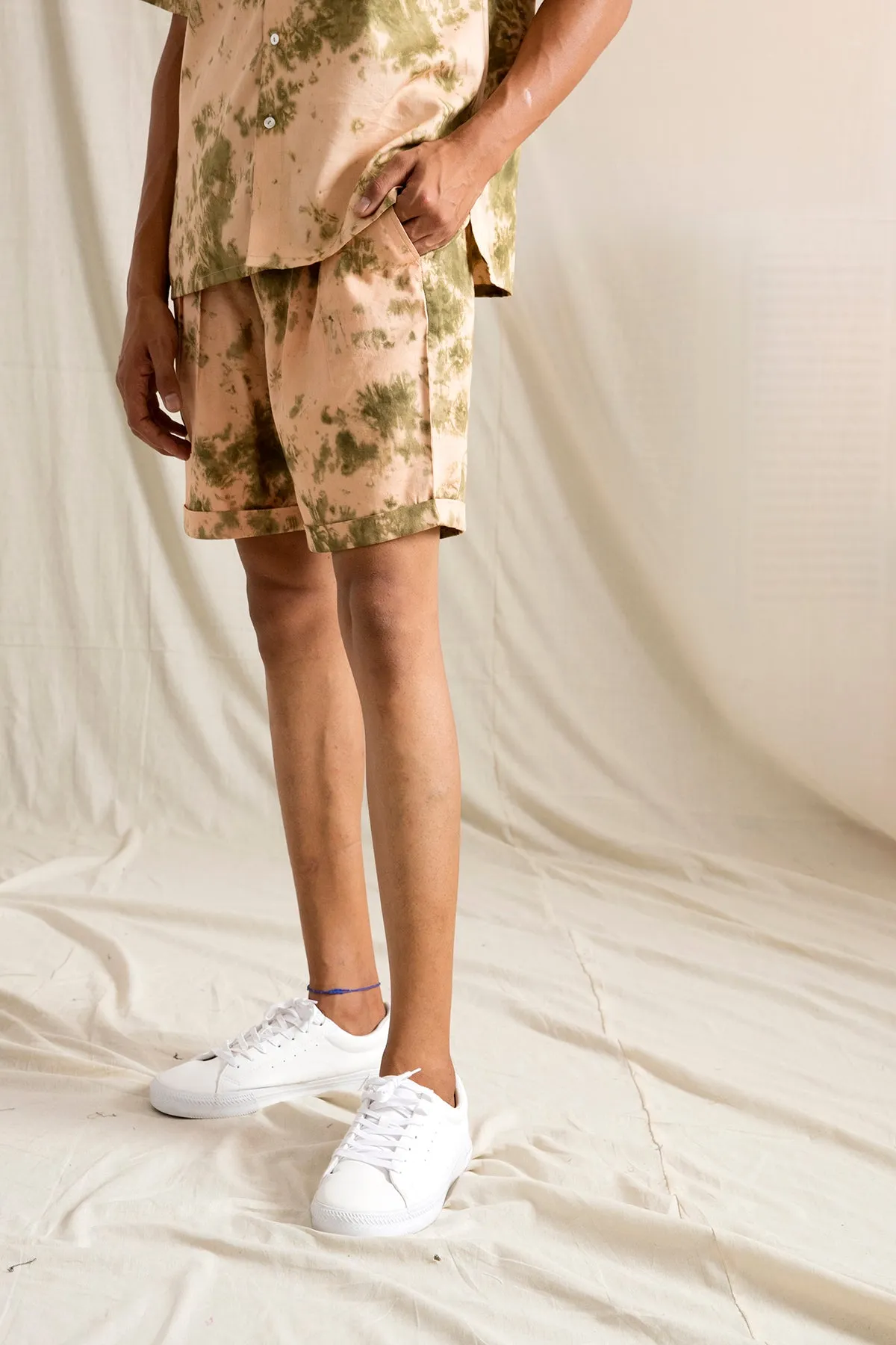 Alec - Tie & Dye Shirt with pleated Shorts Set