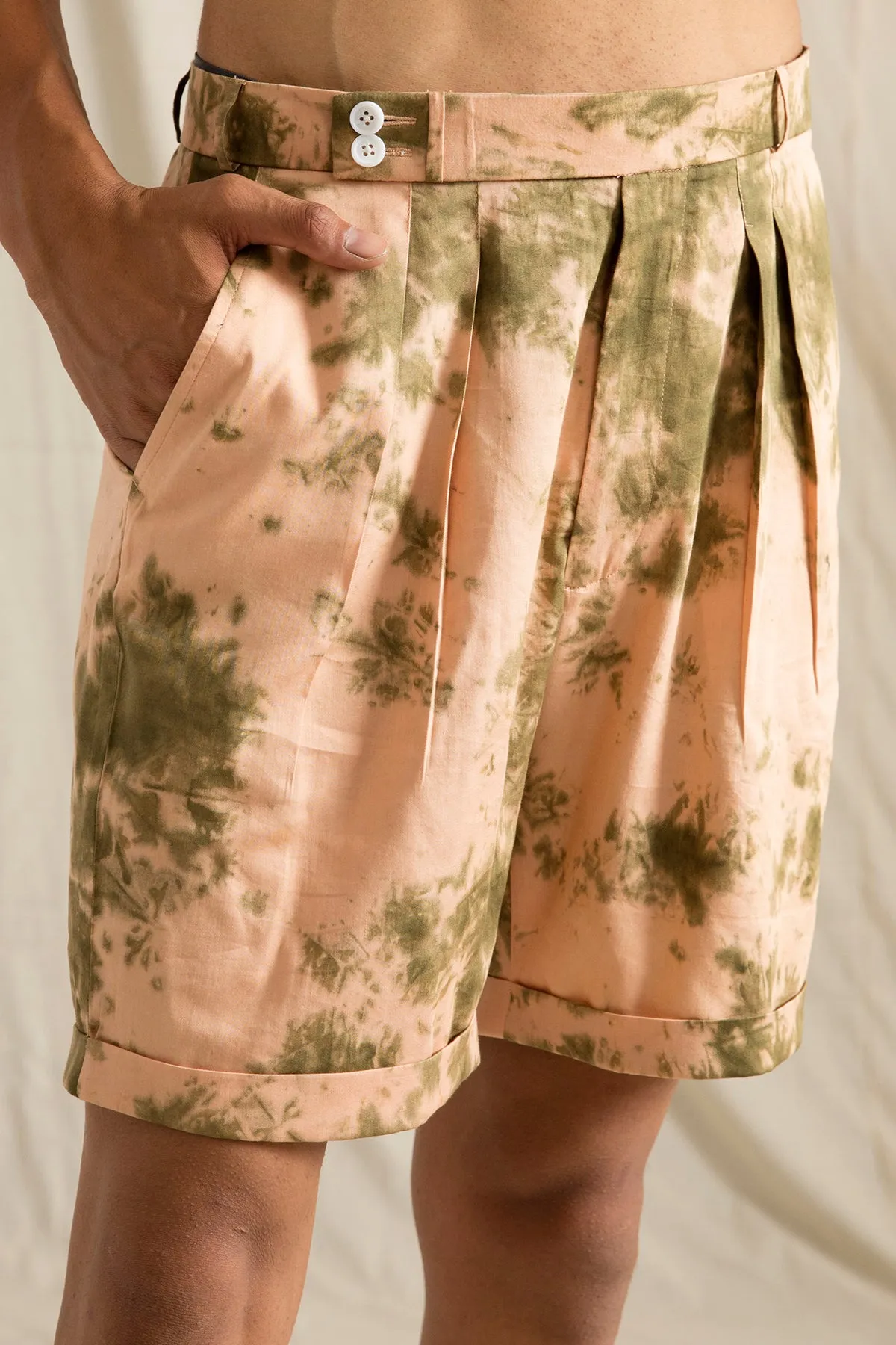 Alec - Tie & Dye Shirt with pleated Shorts Set