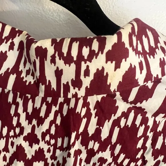 Anthropologie The Bettina Tiered Shirt Dress by Maeve in Maroon and White M