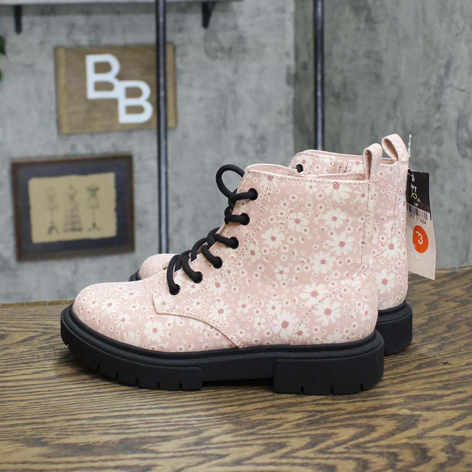 Art Class Girls' Kayden Floral Print Lug Sole Lace-Up Zipper Boots 87831694