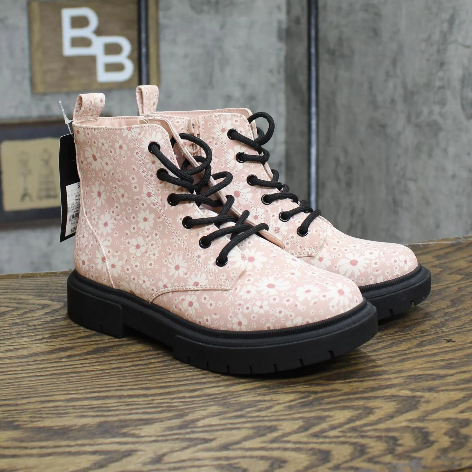 Art Class Girls' Kayden Floral Print Lug Sole Lace-Up Zipper Boots 87831694