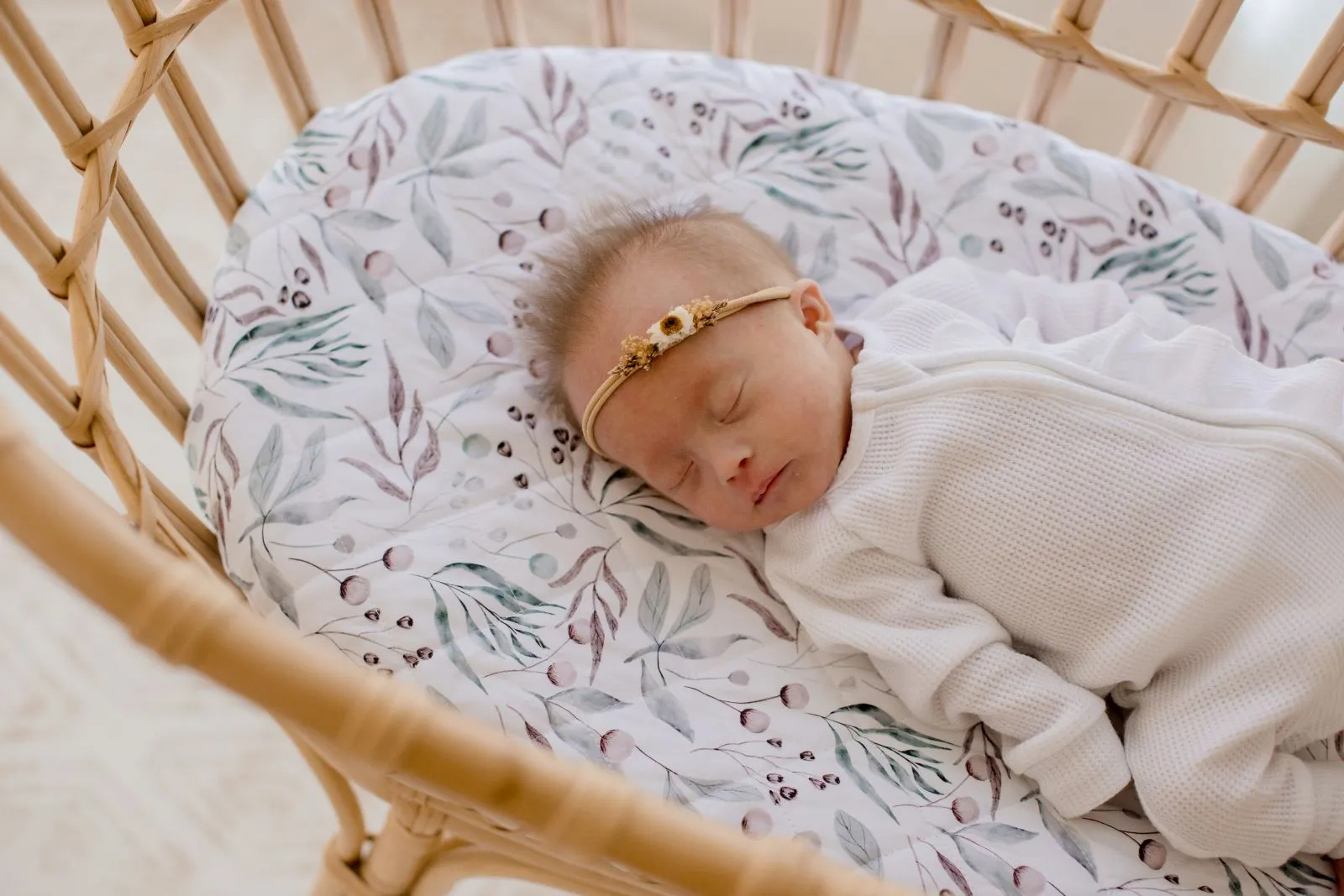 Bambella Waterproof Bassinet Sheet | Botanical