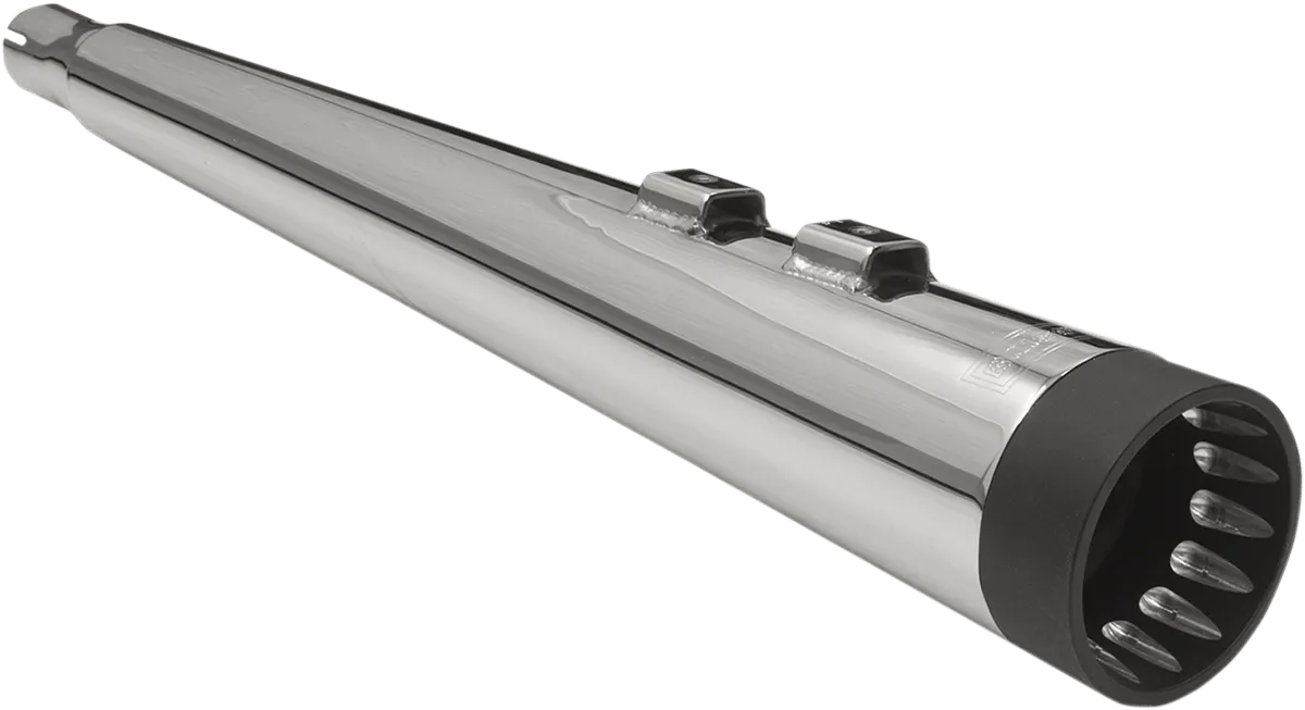 Bassani Manufacturing 1F57DNT5 4in. DNT Megaphone Muffler with Acoustically Tuned Baffle - Chrome with Black Polished End Cap
