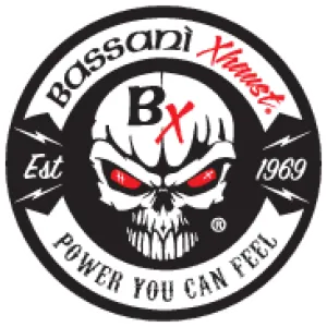 Bassani Manufacturing 1F57DNT5 4in. DNT Megaphone Muffler with Acoustically Tuned Baffle - Chrome with Black Polished End Cap