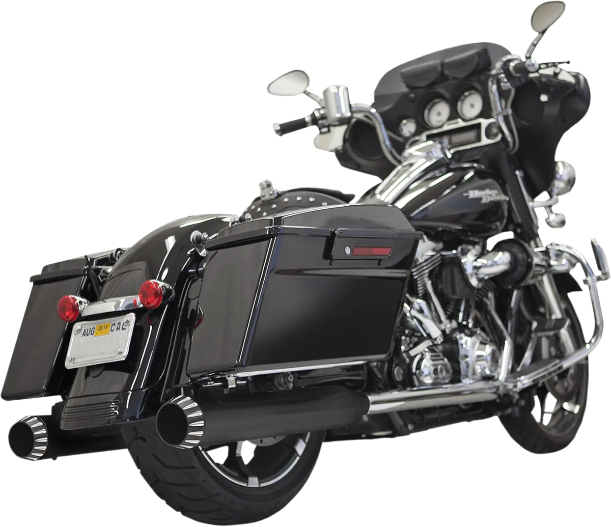 Bassani Manufacturing 1F72QNT5B 4in. Quiet DNT Megaphone Mufflers - Black with Black End Cap