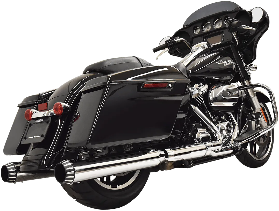 Bassani Manufacturing 1F72QNT5B 4in. Quiet DNT Megaphone Mufflers - Black with Black End Cap