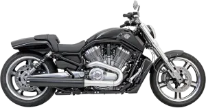 Bassani Manufacturing 1V17RB 4in. Slip-On Mufflers - Straight Cut - Black with Black Fluted End Caps