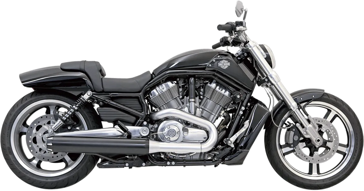 Bassani Manufacturing 1V17RB 4in. Slip-On Mufflers - Straight Cut - Black with Black Fluted End Caps