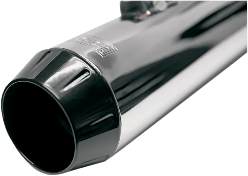 Bassani Manufacturing FLH-517RL 4in. Slip-On Megaphone Mufflers with 2 1/2in. Performance Baffles - Chrome with Fluted Black End Cap