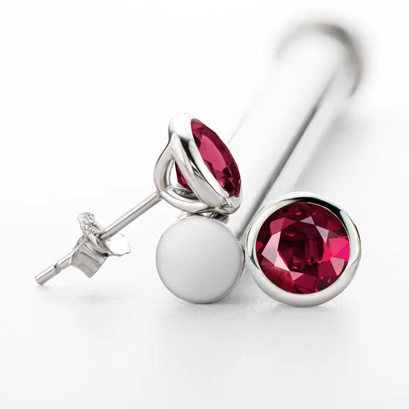 Bezel Round Genuine Gme Natural Garnet Stud Earrings
