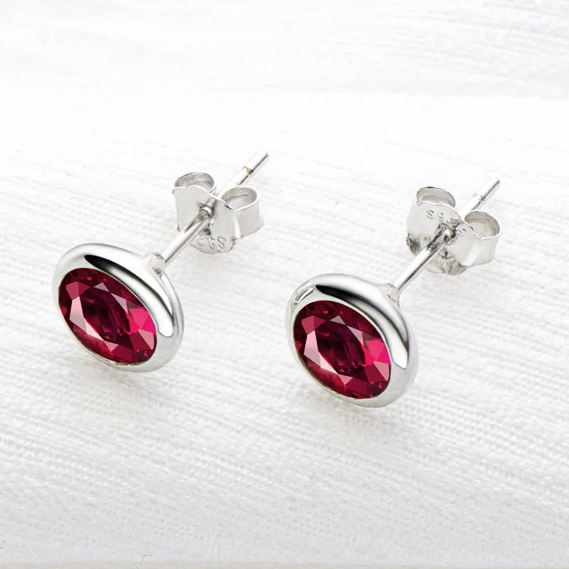 Bezel Round Genuine Gme Natural Garnet Stud Earrings
