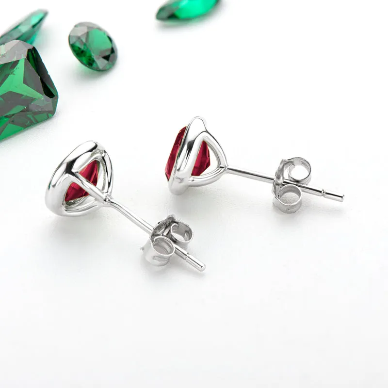 Bezel Round Genuine Gme Natural Garnet Stud Earrings