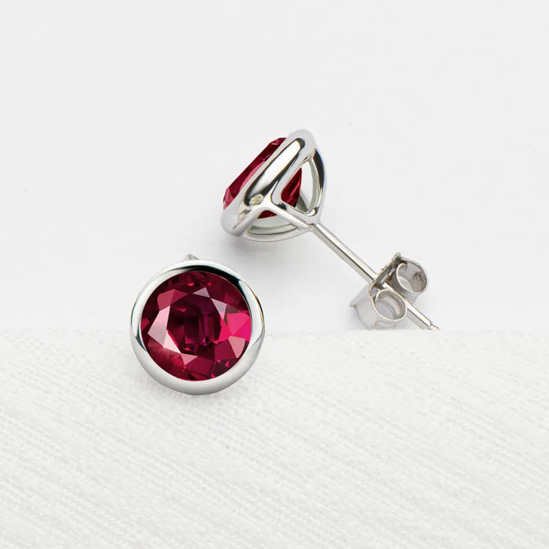 Bezel Round Genuine Gme Natural Garnet Stud Earrings