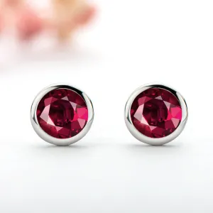 Bezel Round Genuine Gme Natural Garnet Stud Earrings