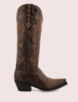 BLACK STAR WOMEN'S LOCKHART BROWN LEATHER WESTERN SNIP TOE BOOTS WBSN013