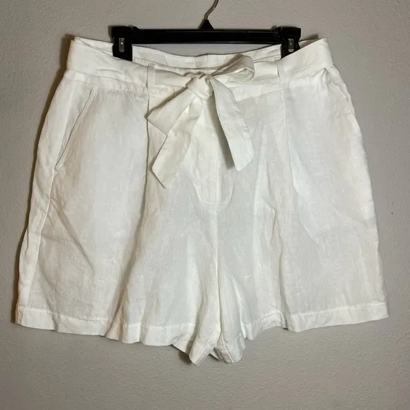 Boden Women Shorts 12 Linen St Ives Paper Bag white High Rise 6” new