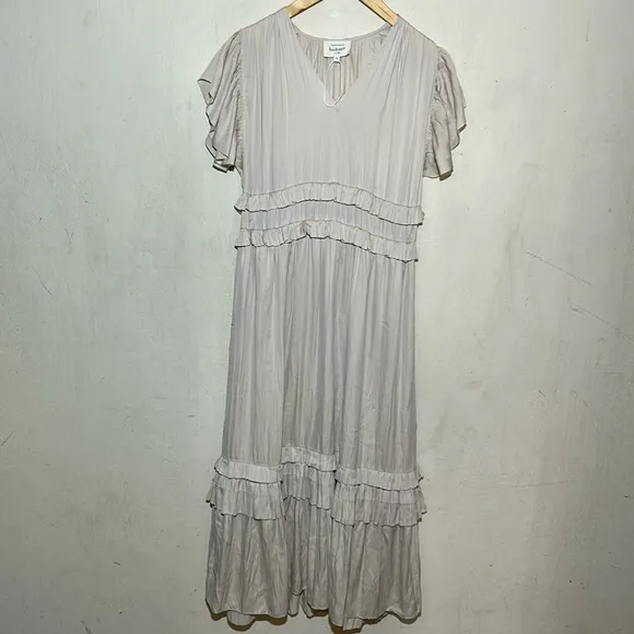 Bohme Willa Ruffle Dress in Bone Size Medium NWOT