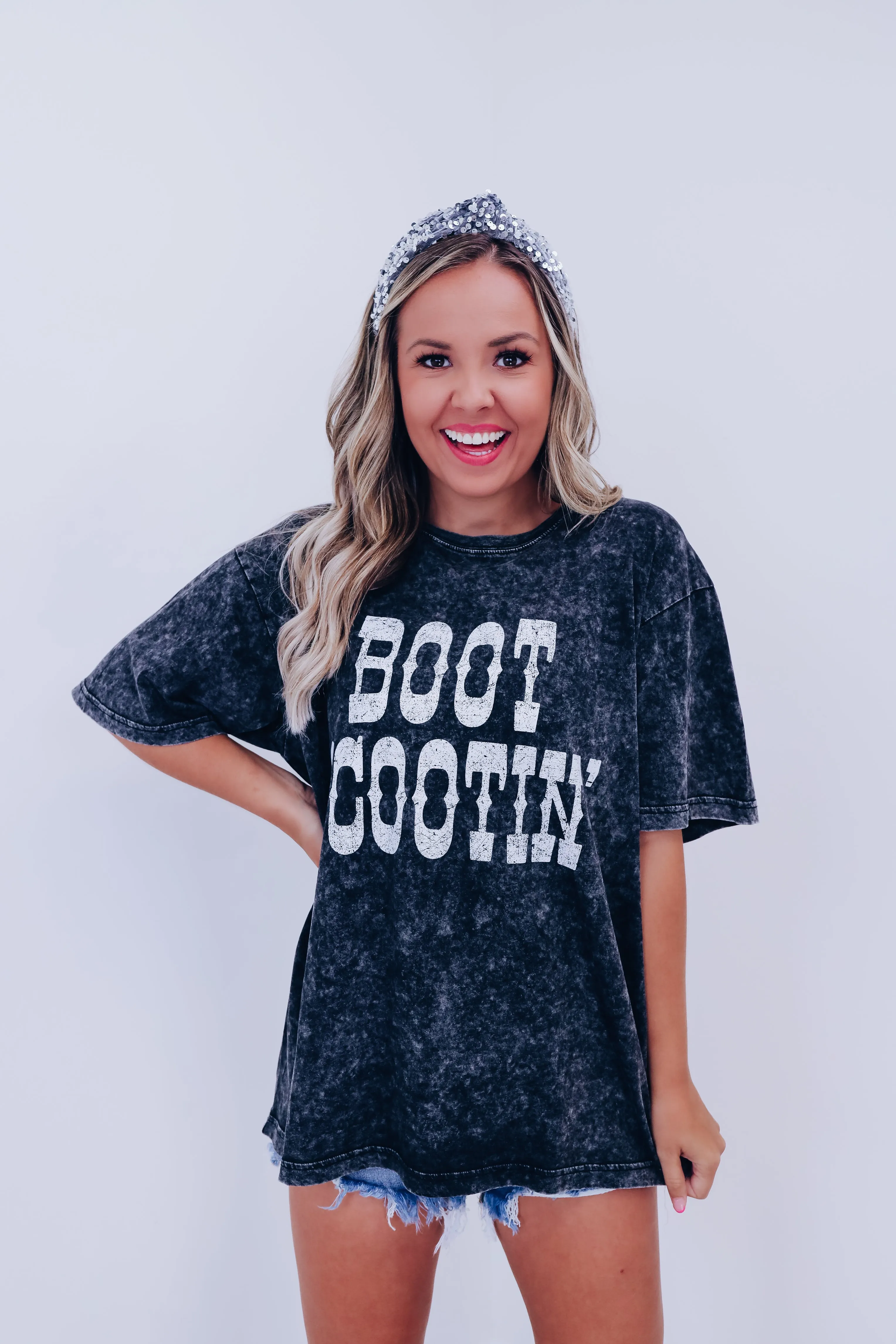 Boot Scootin' Mineral Wash Graphic Tee - Black