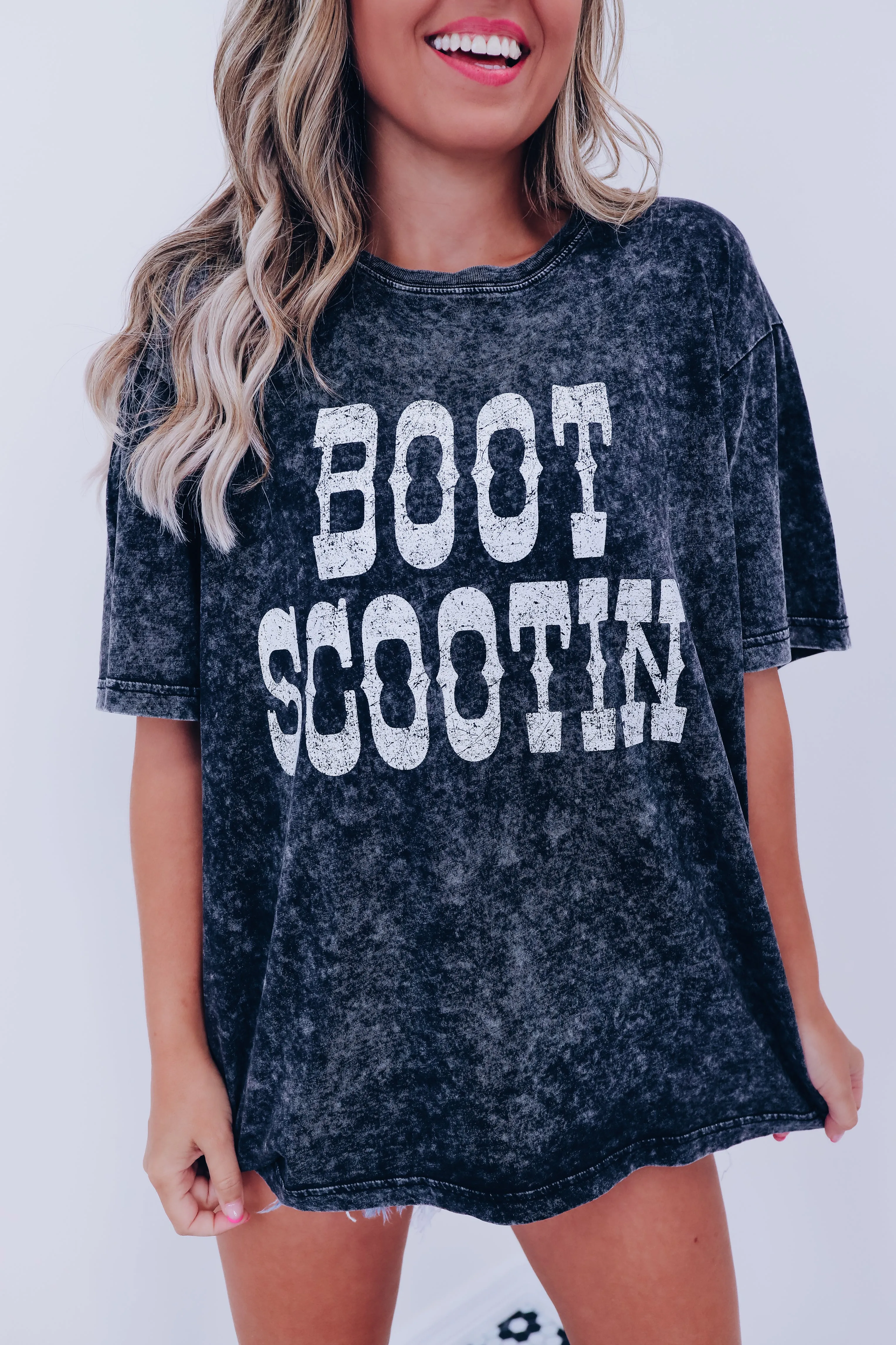 Boot Scootin' Mineral Wash Graphic Tee - Black