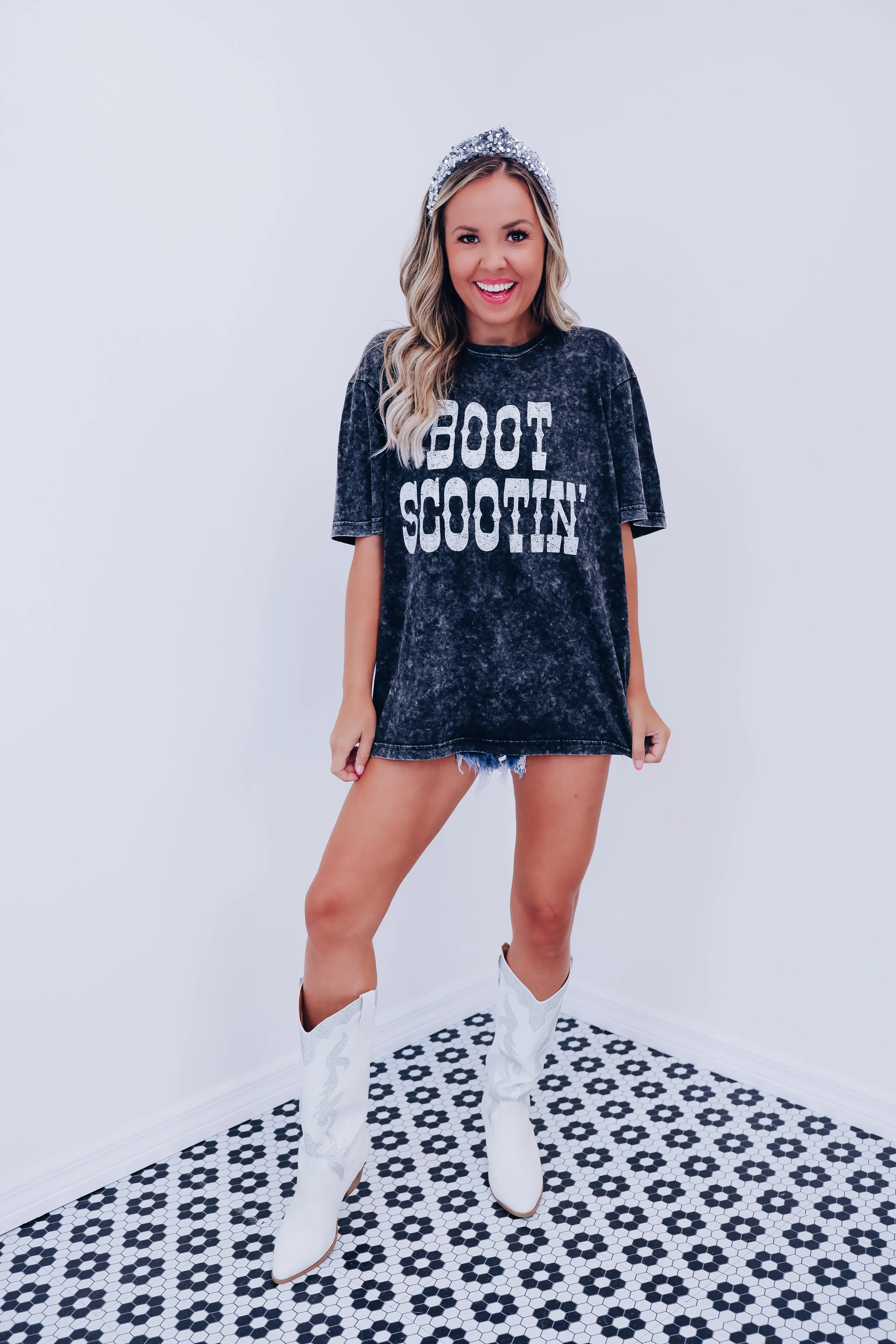 Boot Scootin' Mineral Wash Graphic Tee - Black