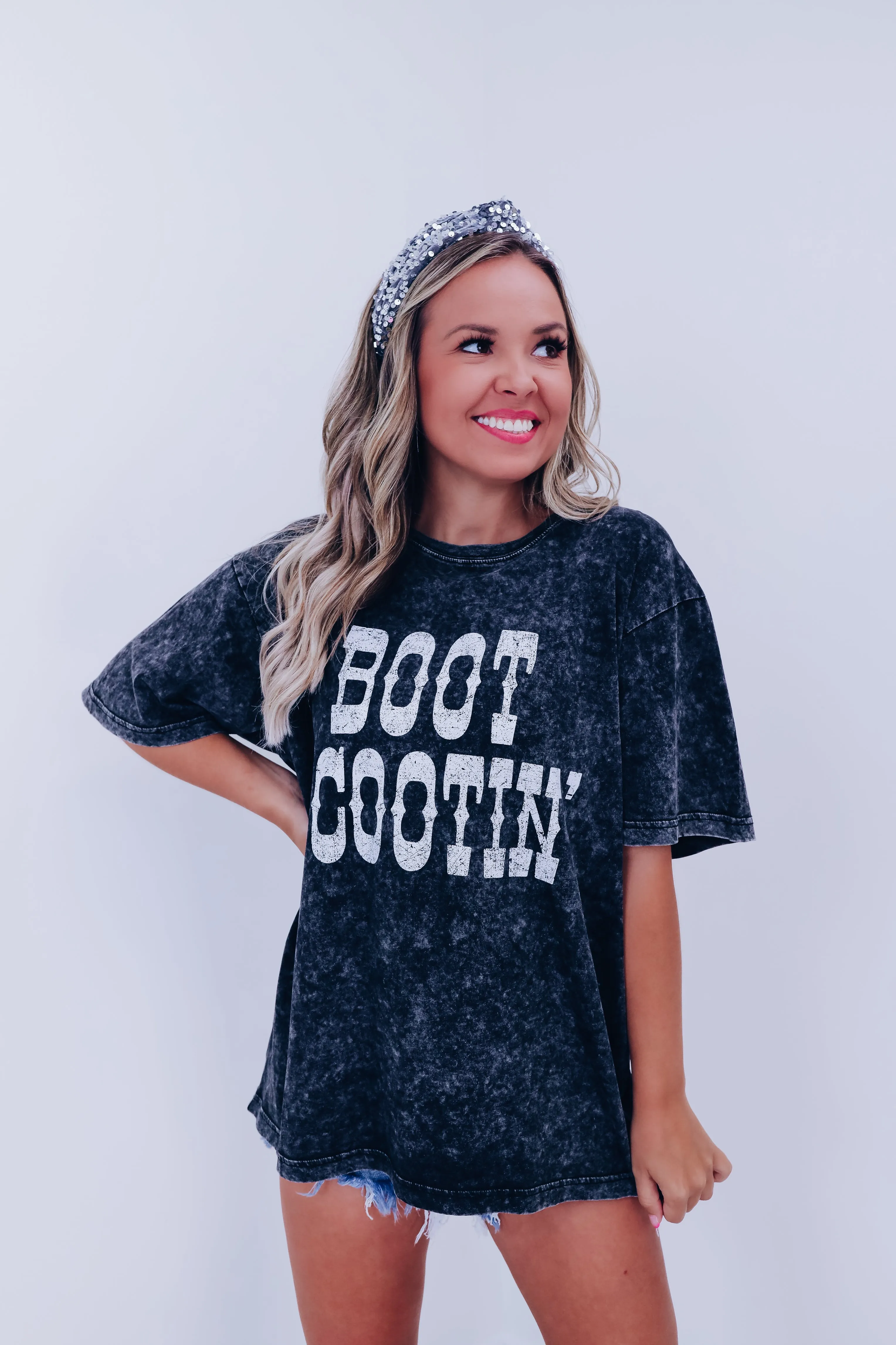 Boot Scootin' Mineral Wash Graphic Tee - Black