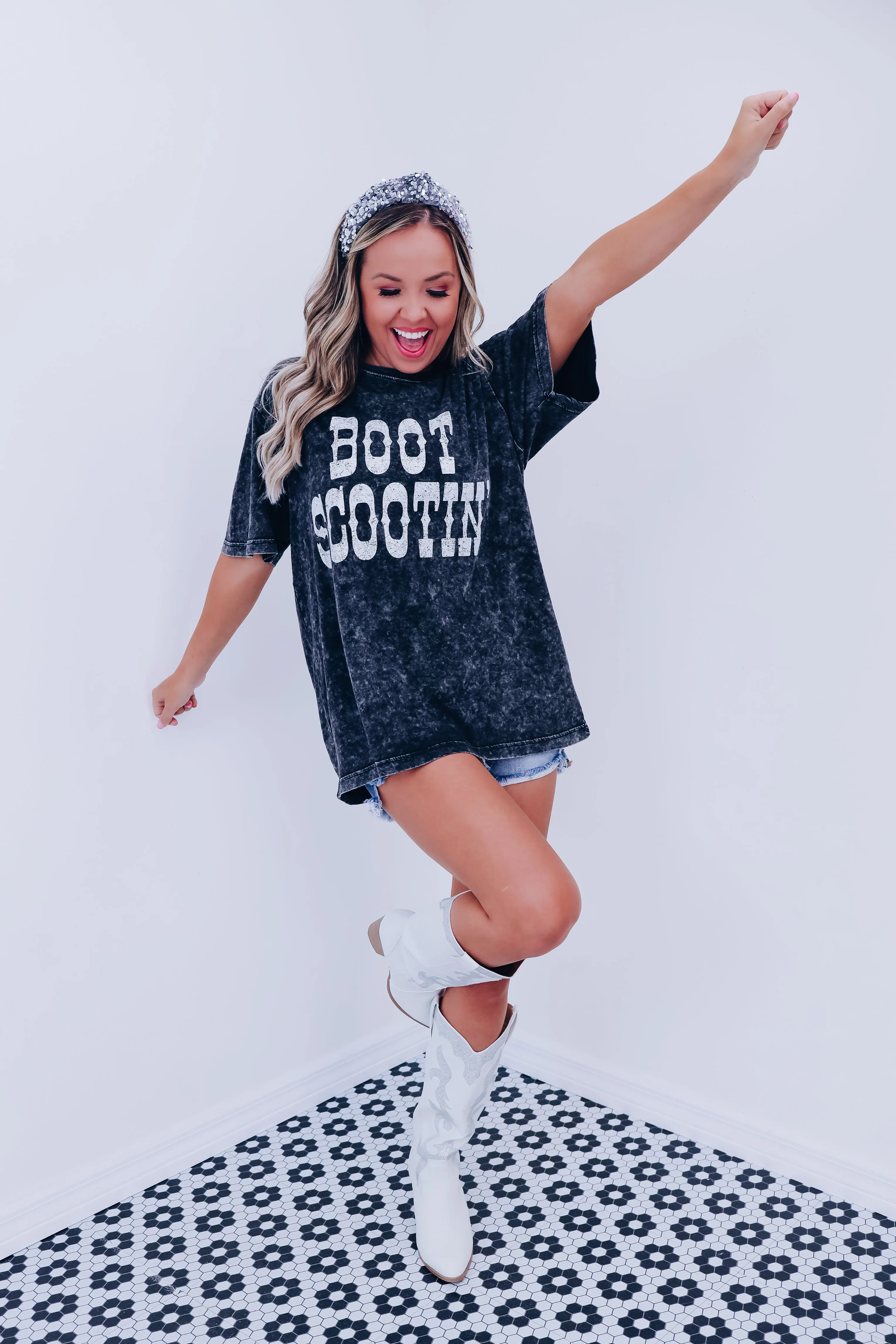 Boot Scootin' Mineral Wash Graphic Tee - Black