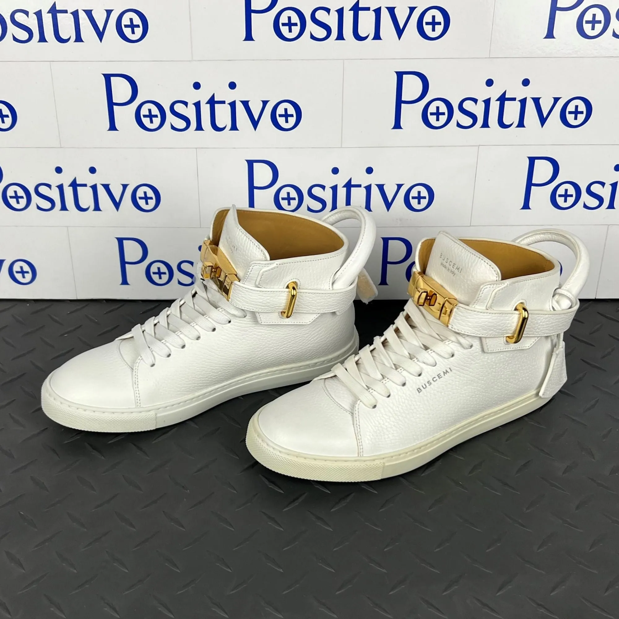Buscemi Mens 100MM Classic Alce White Leather Sneakers SAMPLE w/ DEFECT