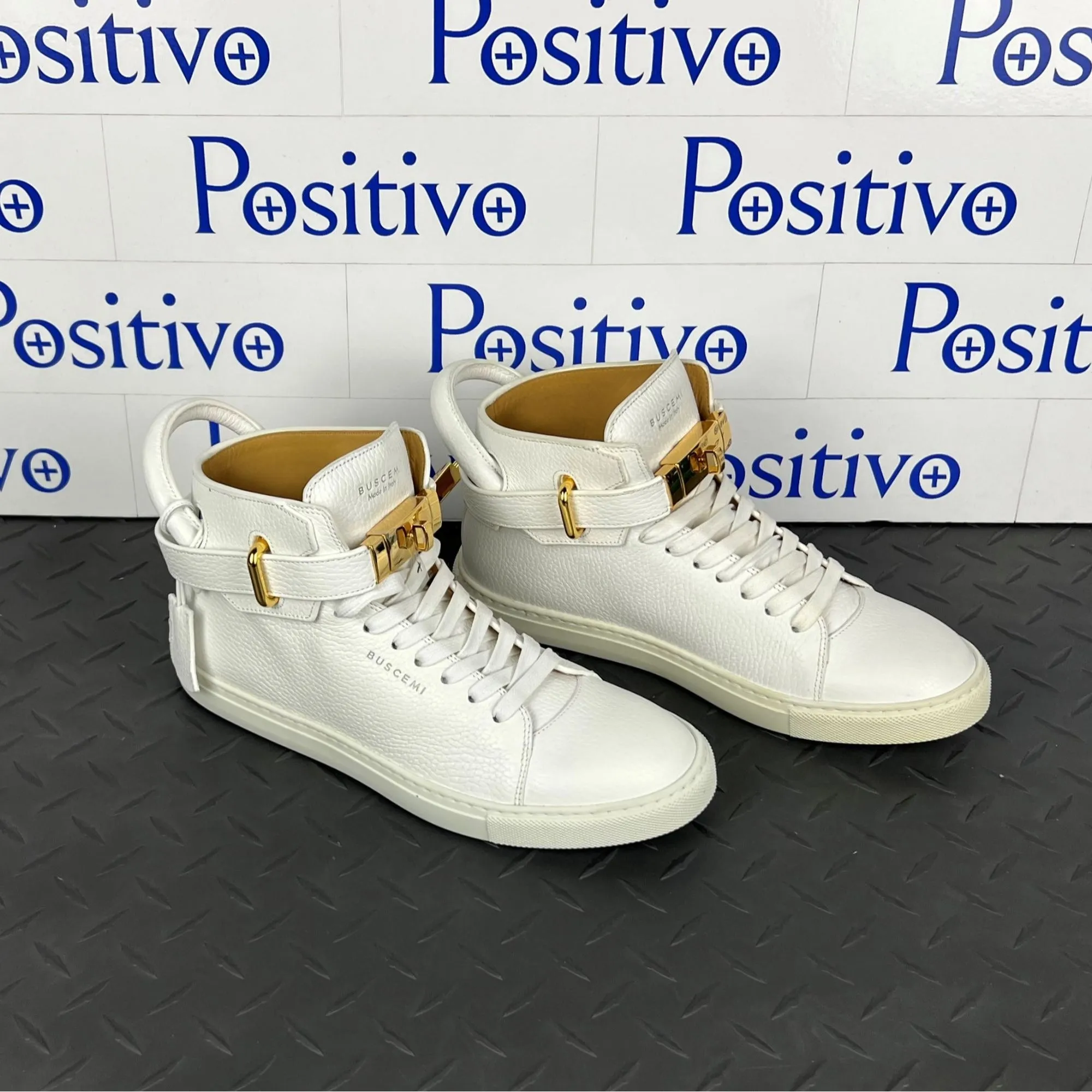 Buscemi Mens 100MM Classic Alce White Leather Sneakers SAMPLE w/ DEFECT