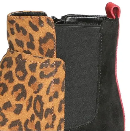 Camden cognac jaguar/black/red suede platform booties