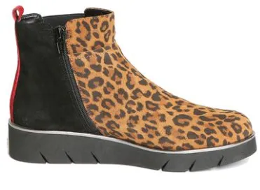 Camden cognac jaguar/black/red suede platform booties