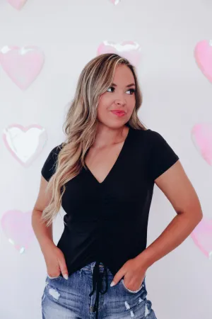 Carli Ruched Crop Top - Black