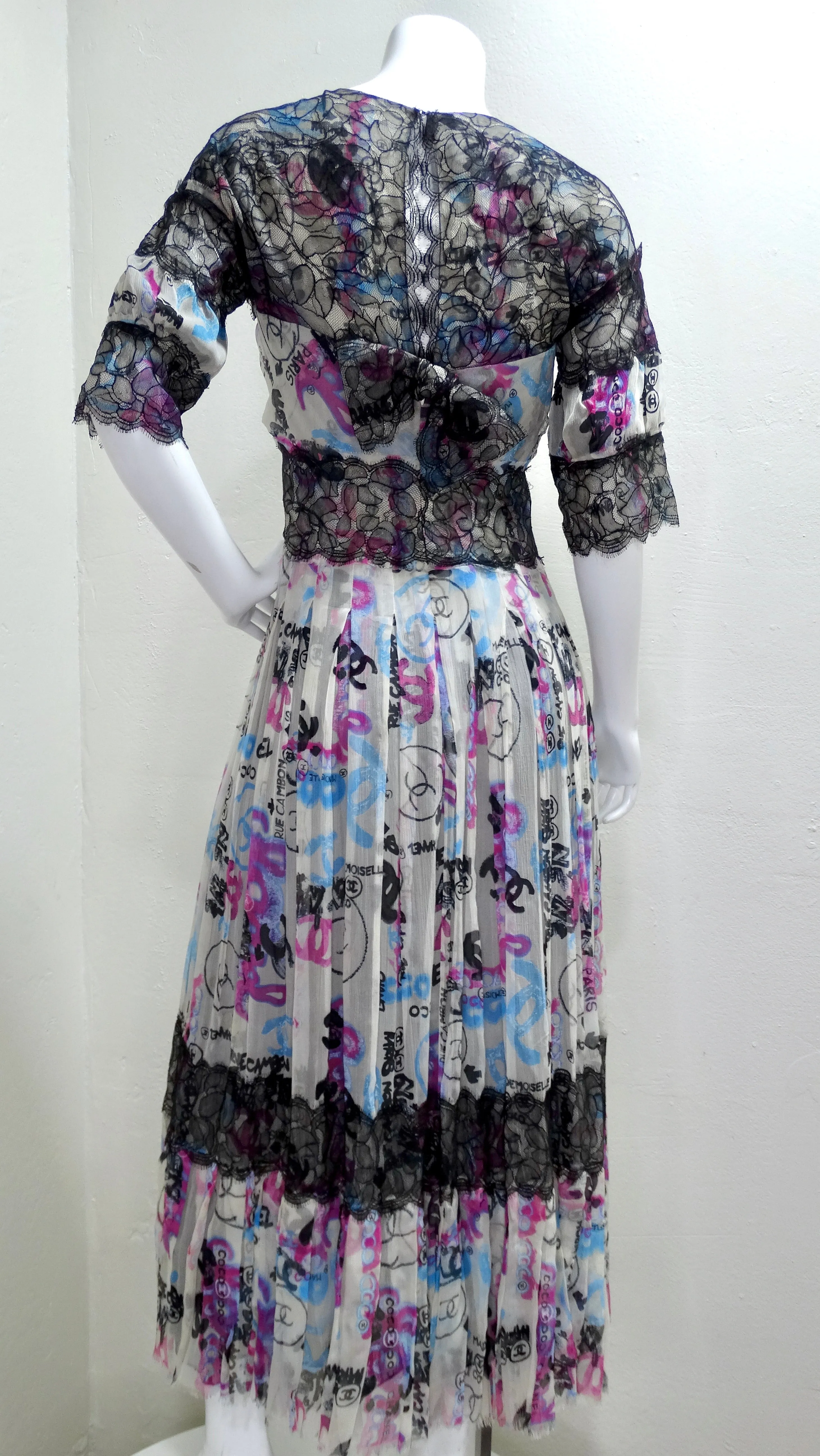 Chanel Silk Multi-Color Logo Graphic Dress