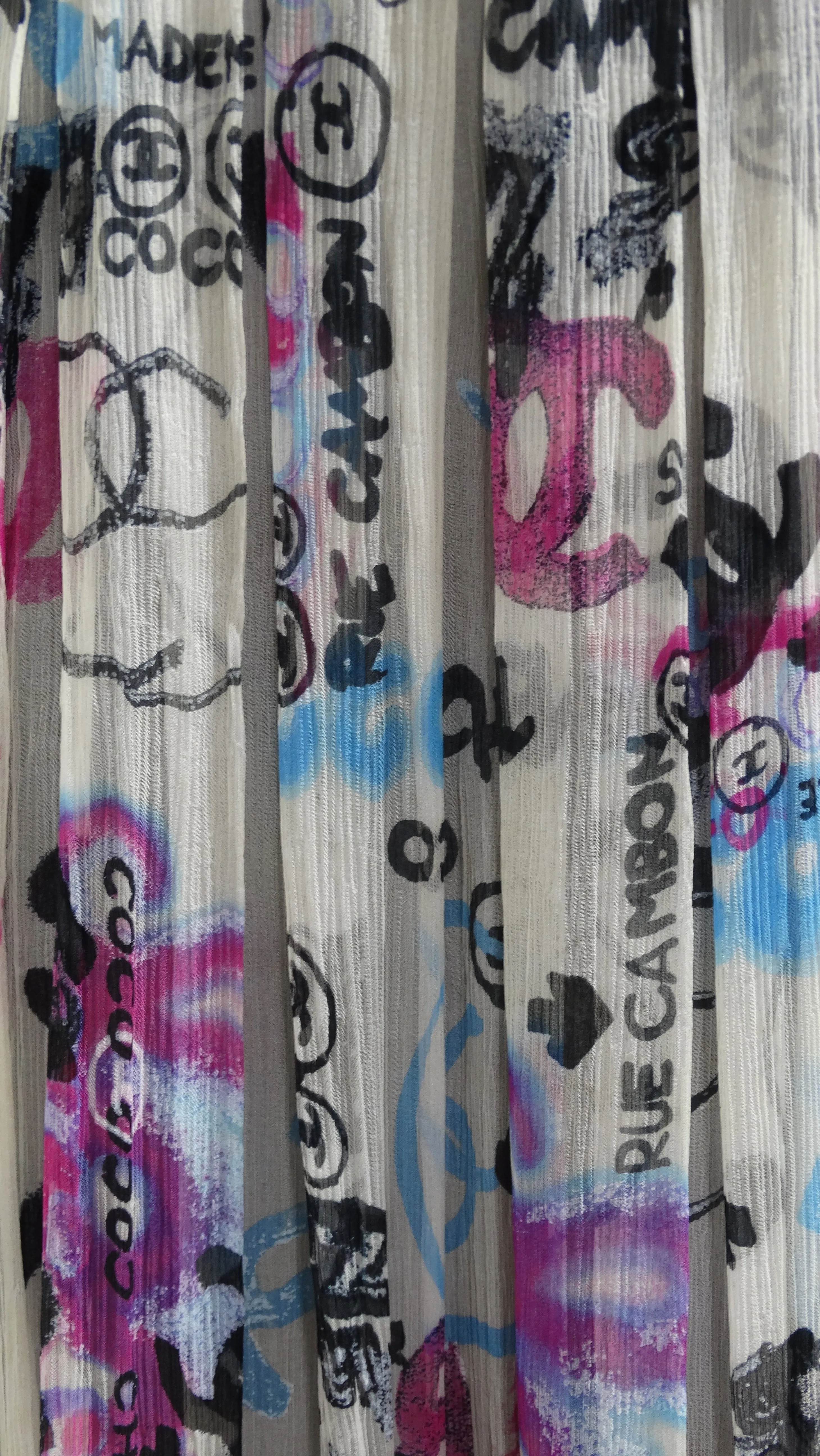 Chanel Silk Multi-Color Logo Graphic Dress