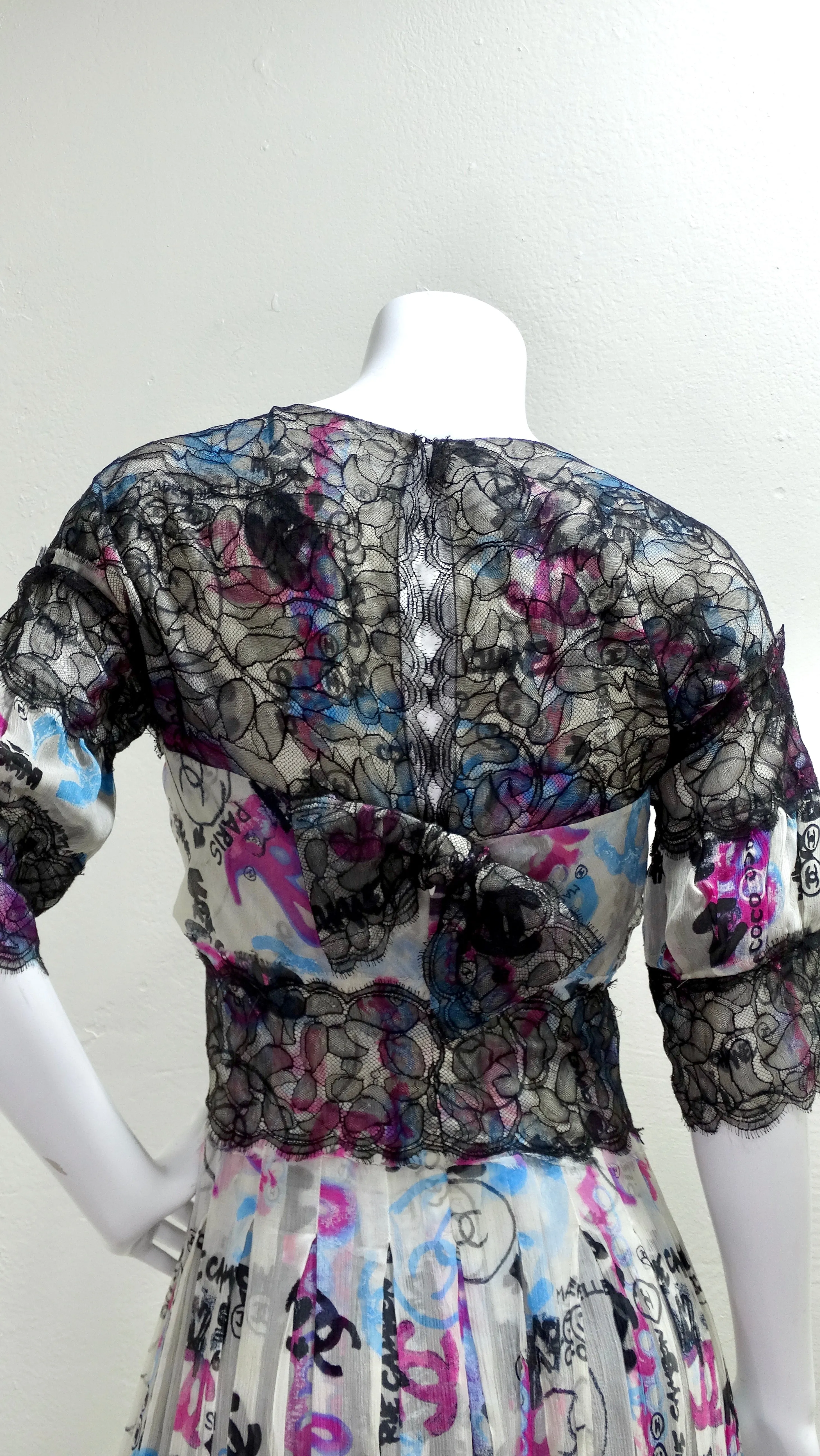 Chanel Silk Multi-Color Logo Graphic Dress
