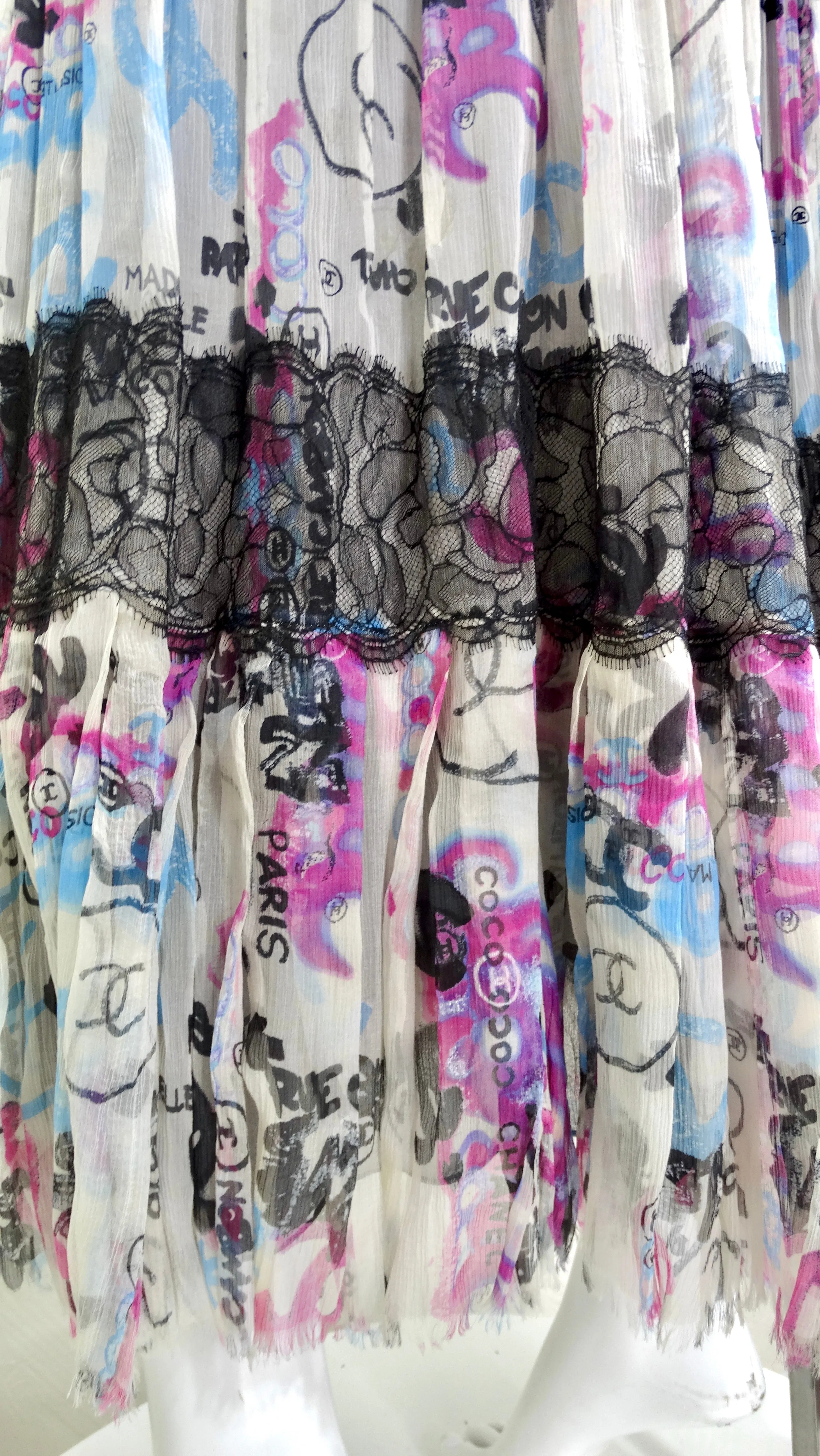 Chanel Silk Multi-Color Logo Graphic Dress